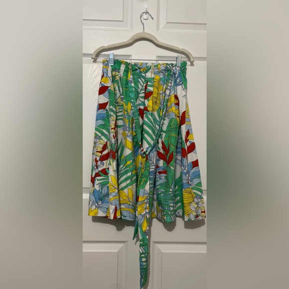 Zara Green Tropical Print Paper Bag A-Line Midi - Picture 6 of 6